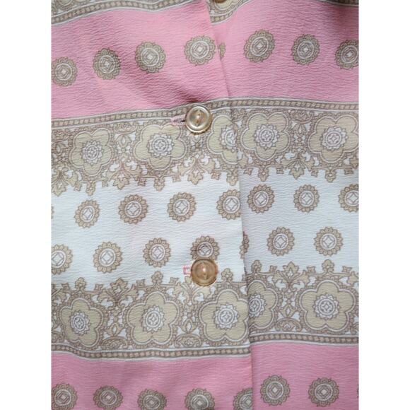 Vintage Pink & Beige Lightweight Shirt Dress 1960s 1970s Size Medium ? No Tags - Picture 4 of 6